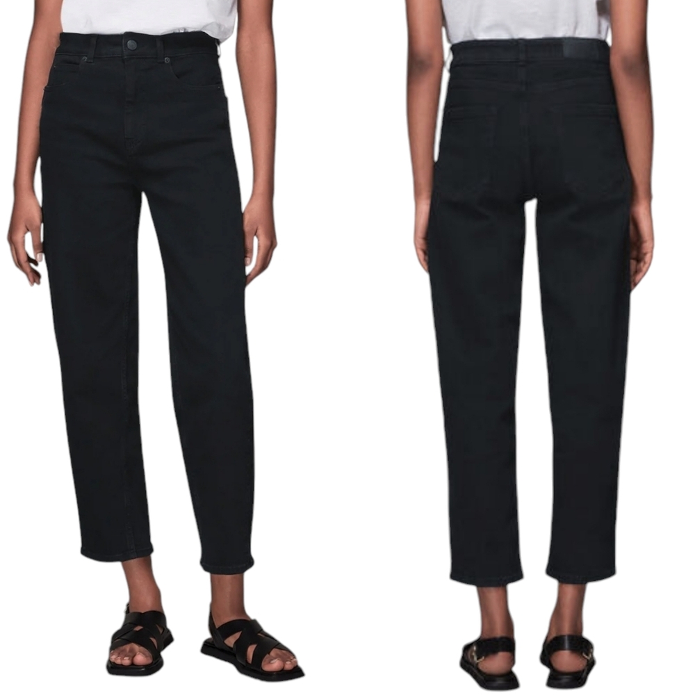 Whistles Stretch Barrel Leg High Waist Ankle Length Jean Black 34 Plus